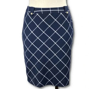 New the limited pencil skirt size 14 navy blue white checkered academia preppy